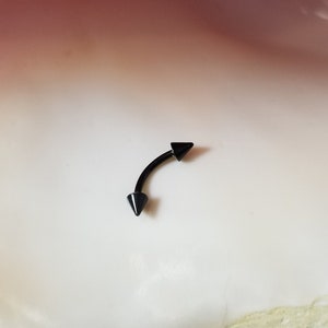 16G Black Spike Anodized Titanium Curved Barbell 5/16 3/8 Daith Tragus Cartilage Helix Rook Eyebrow
