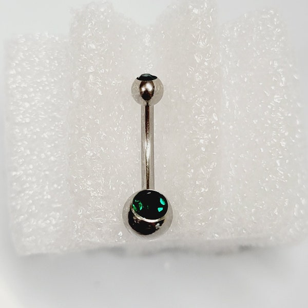 14G Green belly button ring 4/6mm balls - standard or initial piercings