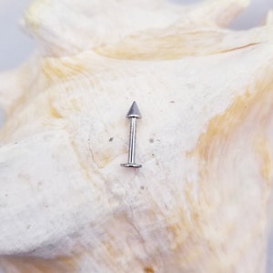 14G Stainless Steel Labret with spike cone end externally threaded 8 10 11 or 14mm