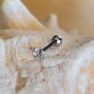 16G Round Clear CZ Prong Set Gem Barbell helix cartilage 3 or 4mm gem