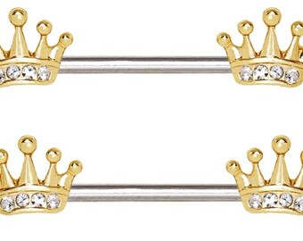 Gold Princess Crown Nipple Bar main image 1