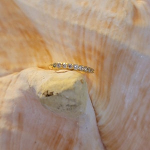 20G Gold and Clear CZ nose or cartilage hoop surgical steel seamless ring