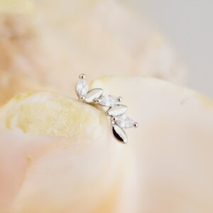 16G Clear leaf CZ gem 6mm barbell helix cartilage