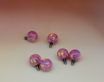 Pair of 14G Pink Fire Opal Ball ends replacement parts internally threaded