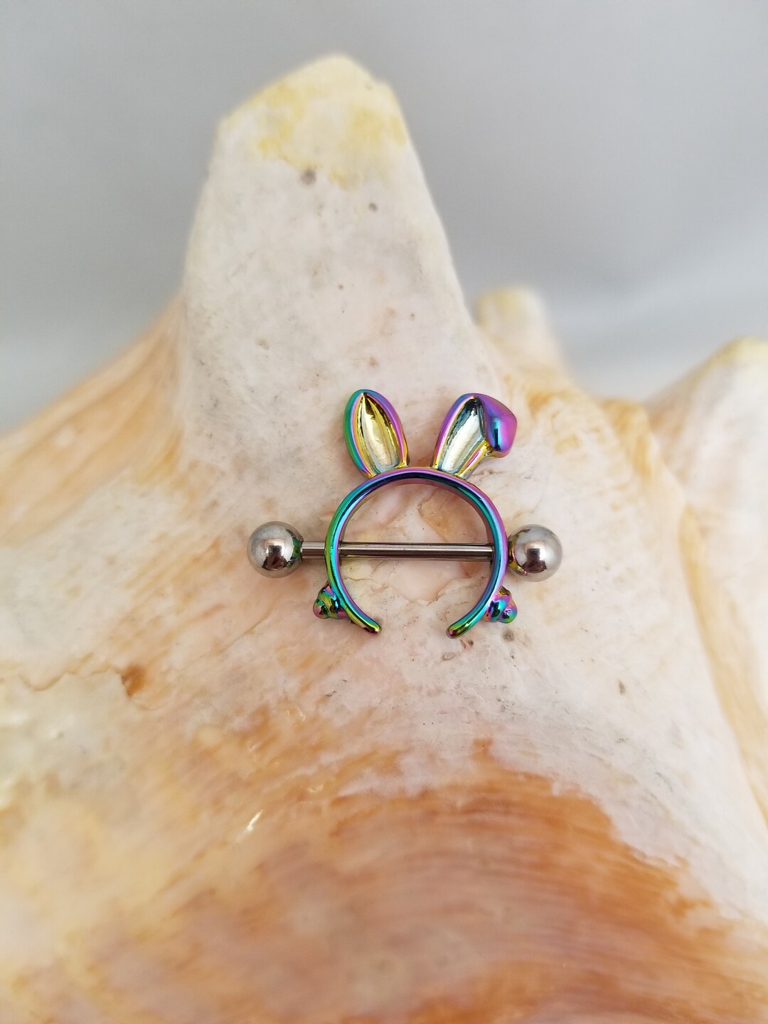 Piercing A Rabbit 14G Bunny Rabbit Rainbow Surgical Steel Nipple Shield Piercing Jewelry ...