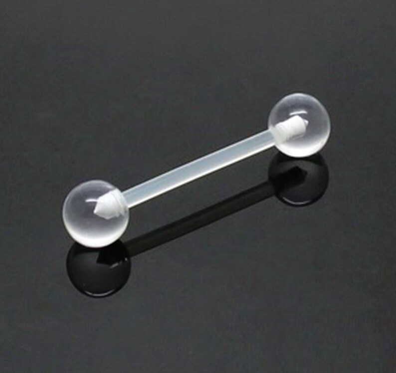 PAIR of 14G Bioplast Tongue or Nipple Retainer With Ball Ends Etsy