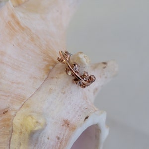 18G or 20G Clear CZ leaf nose or cartilage hoop rose gold plated surgical steel seamless ring
