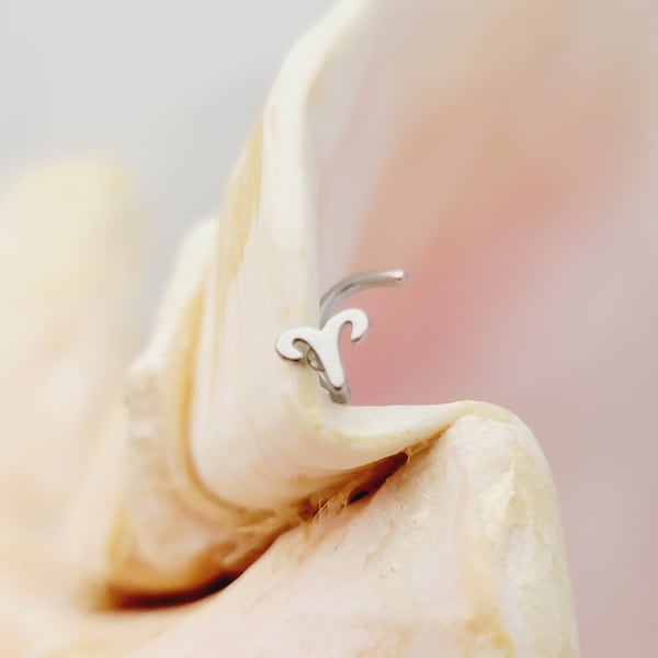 Aries nose screw or L 20G nostril piercing zodiac jewelry