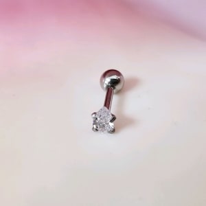 16G Teardrop Clear CZ Prong Set Gem Barbell helix cartilage
