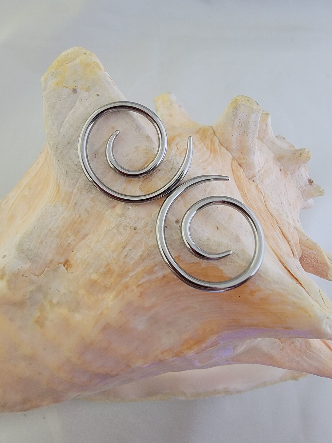 Pair Stainless Steel Spiral Tapers