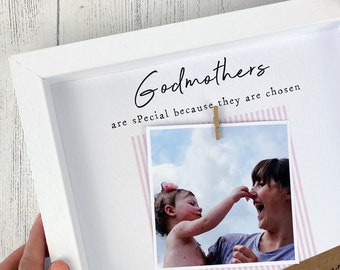 Will You Be My Godmother- Godmother Gift- Personalised Photo Frame- Photo Printing-  Godparents- Christening Keepsake- Baptism