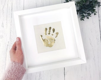 Gold Baby Handprint Keepsake Frame - New Baby Keepsake - First Hand Print