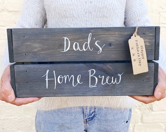 Dad's Beer Crate - Personalised Fathers Day Gift - Hand lettered Hamper