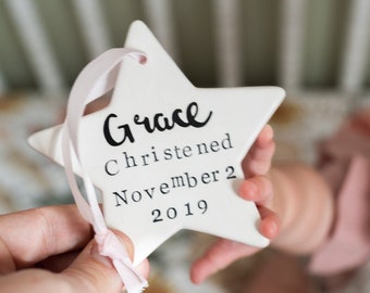 Christening Keepsake Gift - Personalised ceramic Star