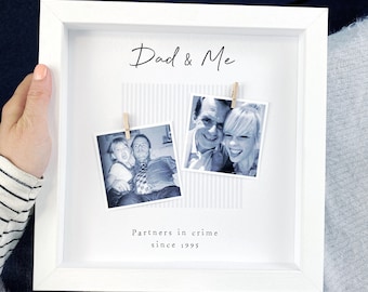 Dad Photo Frame - Fathers Day Gift- Dad and Me Gift- Photo Frame - Personalised Frame - Partners in Crime - Now and Then Photos