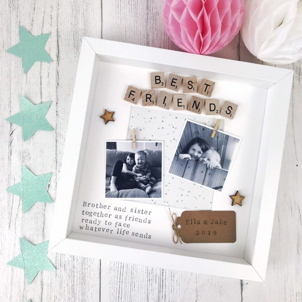 Brother and Sister Frame- Sibling Photo Frame - Personalised Scrabble Frame
