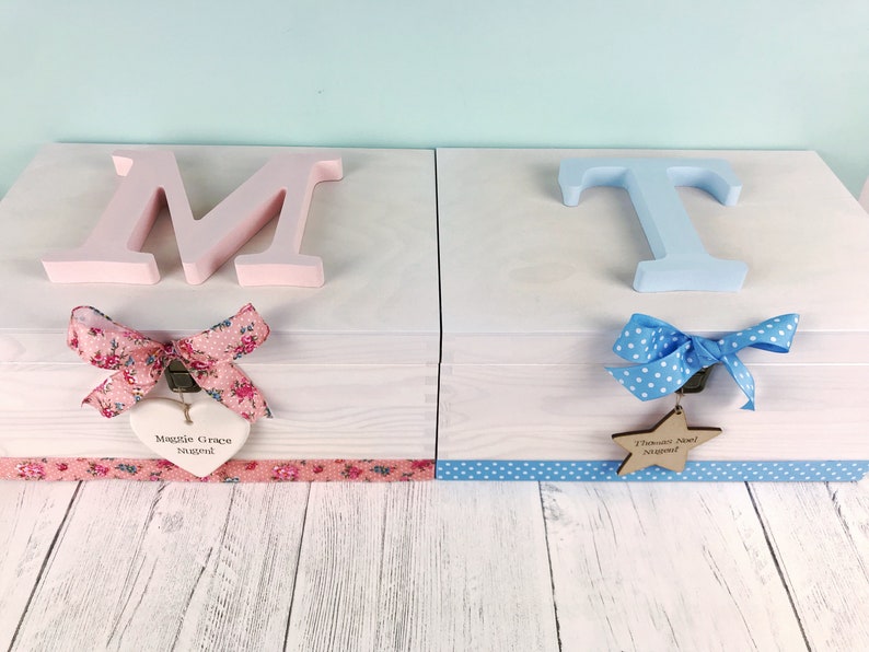Twin Memory Boxes Baby Keepsake Box Personalised Twin Gift Etsy UK