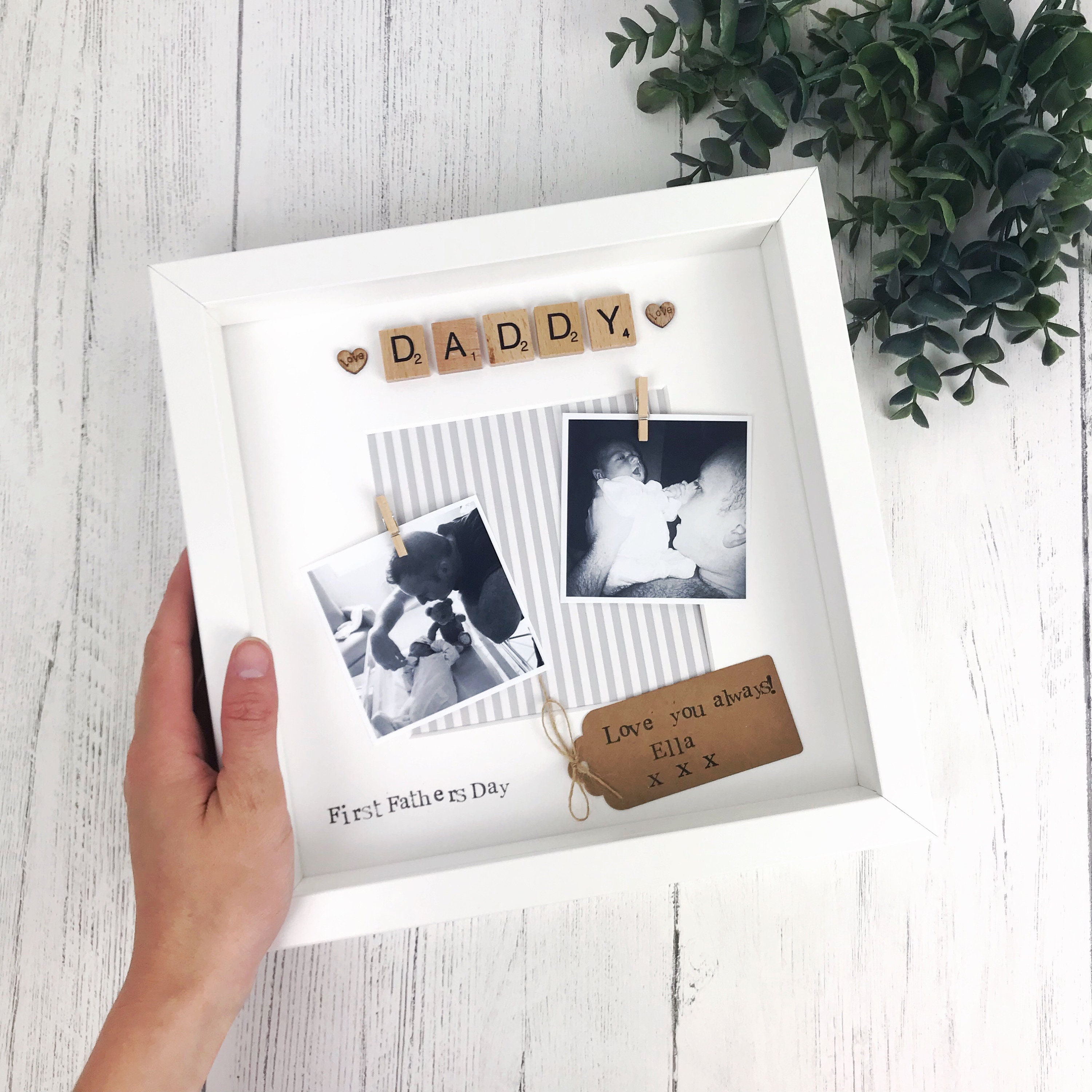 First Fathers Day Photo Frame Daddy Scrabble Frame Personalised