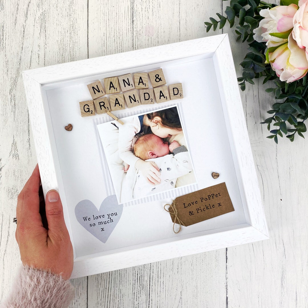 Personalised Wooden Photo Frame Cube - Gift For NANA (Any Name - Nan, Grandma, Nanny, Granny)