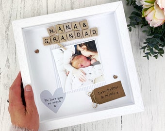 Nana & Grandad Photo Frame- Personalised Frame- Grandparents Frame - Personalised Scrabble Frame- Grandparents Gift