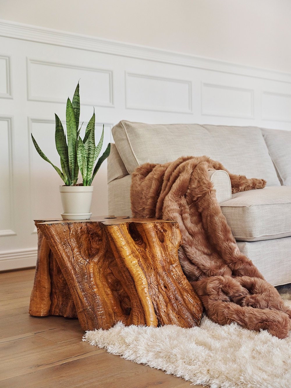 Wood tree stump coffee table deals