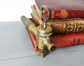 Brass Beer Barrel Tap with Key, Antique Brewery Valve Wine Spigot Ale Cask Faucet, Keg Spout or Stopper Man Cave Industrial Decor Breweriana