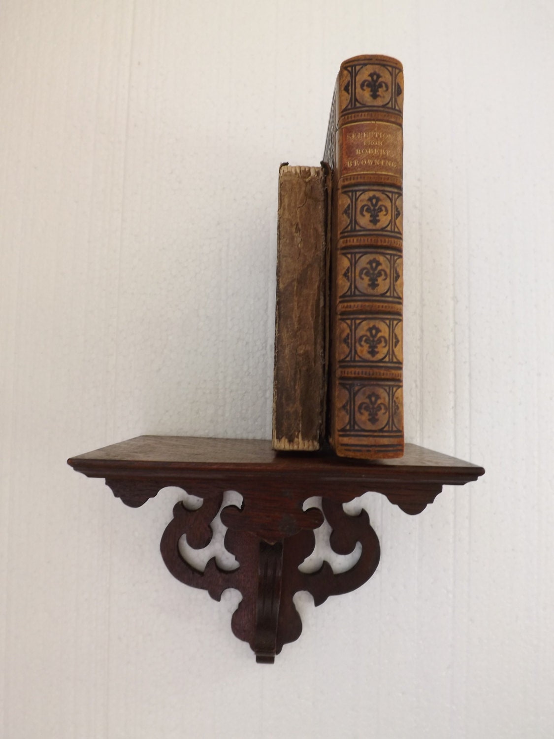 Small Antique Wall Shelf in Carved Oak / English Gothic Shelf Etsy