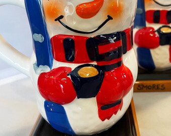 Snowman Mugs Set of 4 - Winter Holiday Decor (Note Defect)