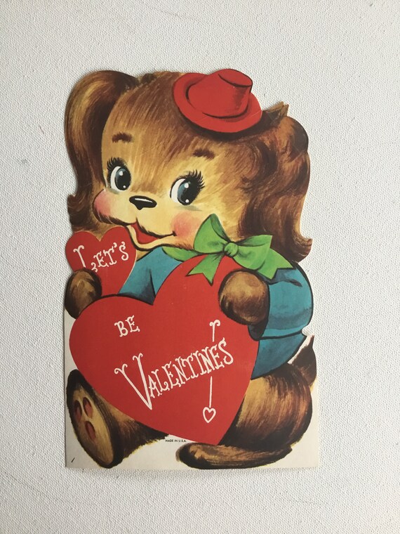 Vintage Unused Valentine Card With Bear Diving Into Water Swimming
