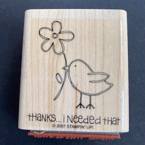 Stampin Up! Fun and Fast Notes, rubber wood mounted stamp, “ thanks I needed that” bird for Mixed media card making, scrapbooking