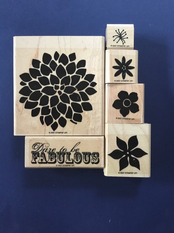 Stampin Up stamp set Fabulous Flowers wood mount urban | Etsy