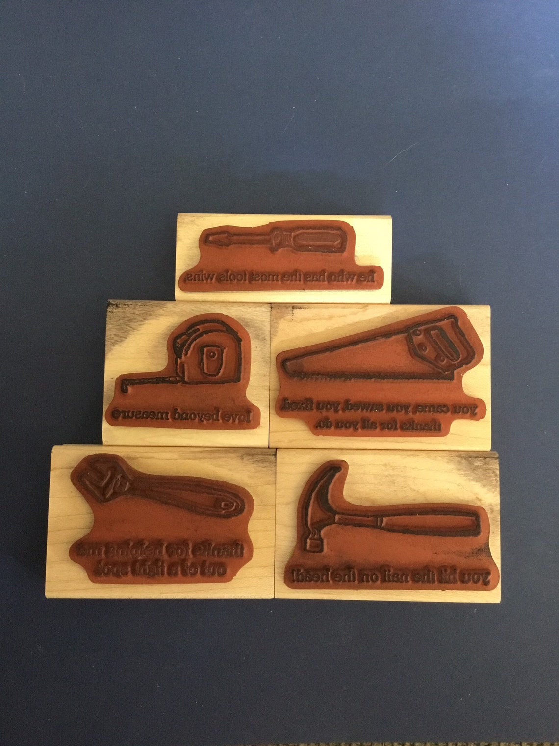 Stampin' Up stamp set Totally Tool Wood mounts love Etsy