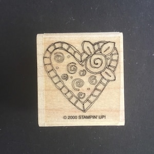 Stampin Up! Heart and rose stamp, for card making, scrapbooking, mixed media, journaling and more