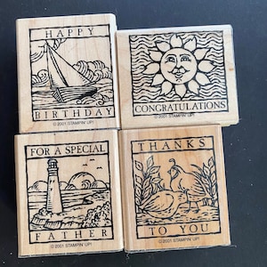 Wonderful Woodcuts Stampin Up Stamp Set, thanks, congrats, birthday, father, for card making, mixed media, collage