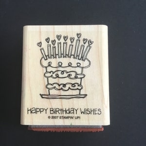 Stampin Up Birthday Cake, Fun & Fast Notes, Happy Birthday Wishes, retired, double wood mount, card making