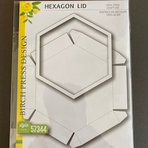 Hexagon lid steel die cut by Birch Press Design, style 57344, 3.7” x 3.2”, for jar lid, blueprint craft die collection
