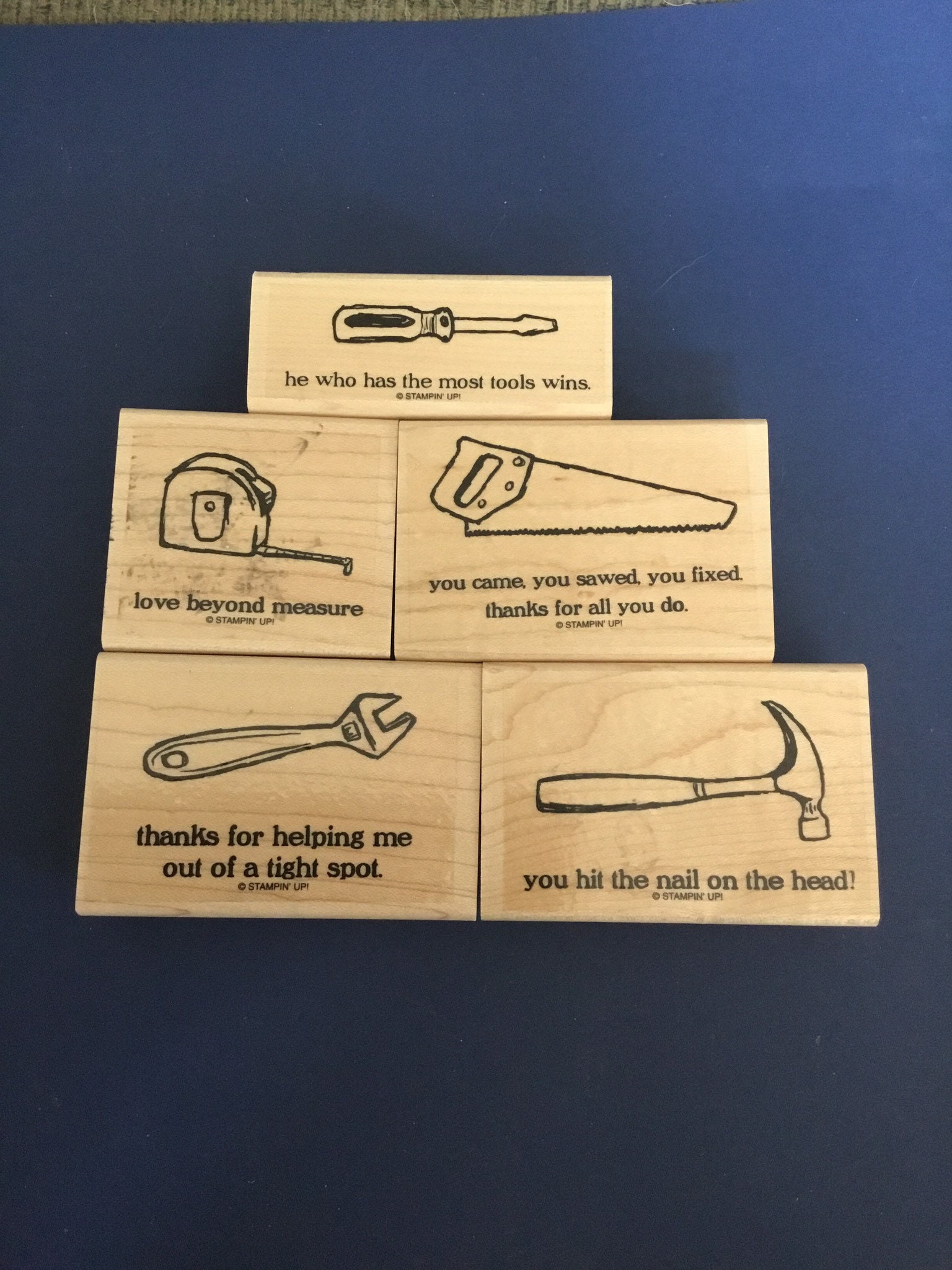 Stampin' Up stamp set Totally Tool Wood mounts love Etsy