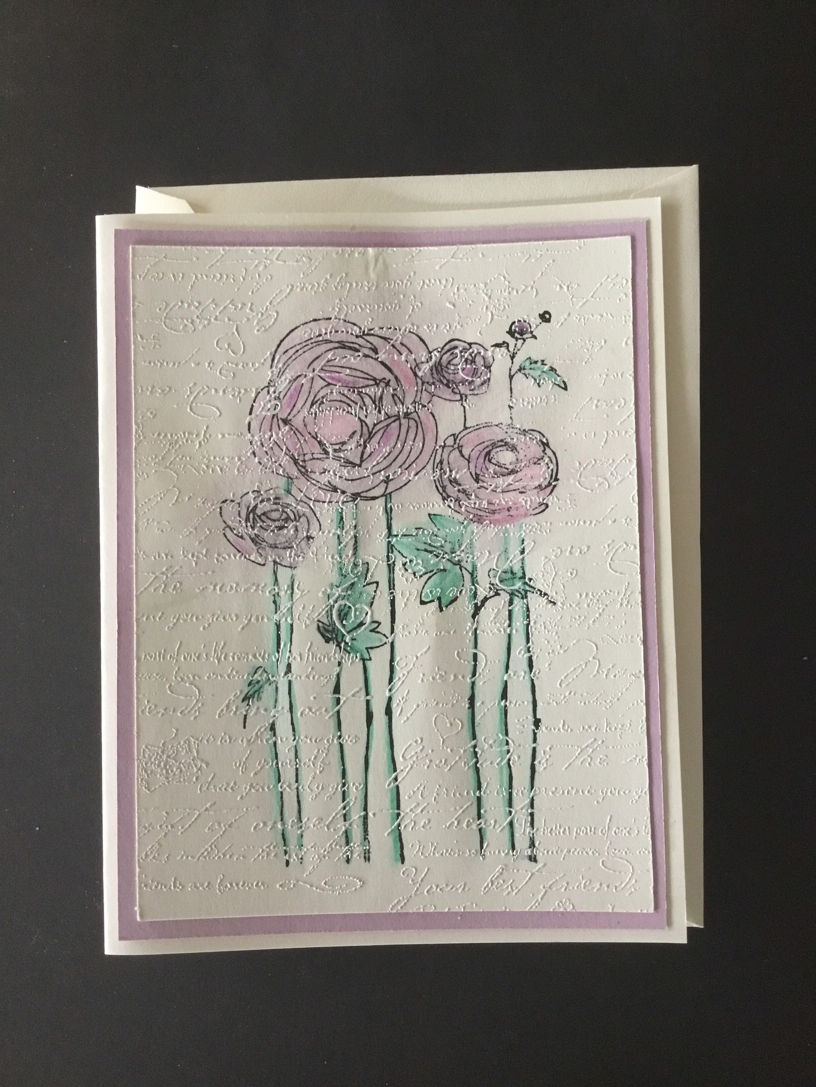 Mixed media Roses floral greeting card handmade happy Etsy