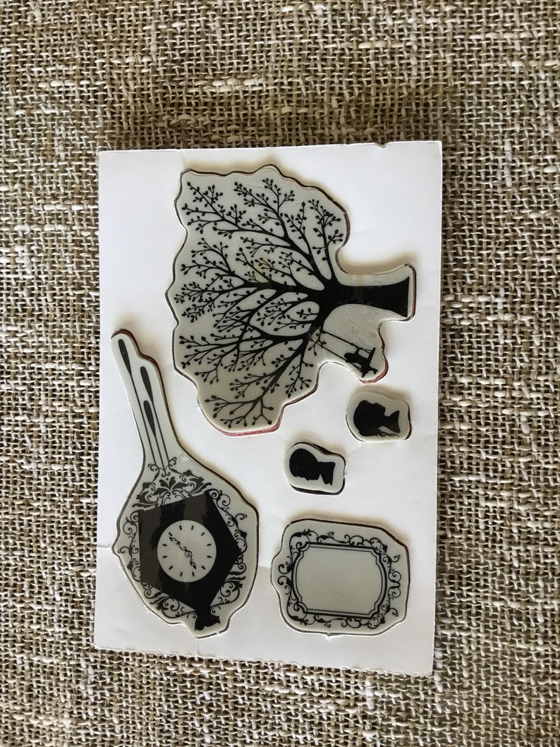 Stampin/' Up Forever Young tree but opened card making rubber stamp set for clear mounts silhouettes scrapbooking, clock swing NEW