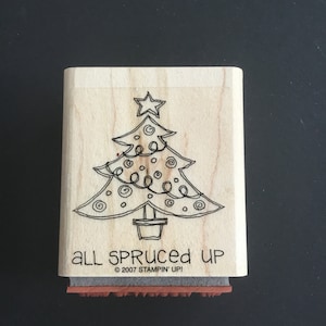 Stampin Up Christmas tree, Fun & Fast Notes, all spruced up, retired, double wood mount, card making