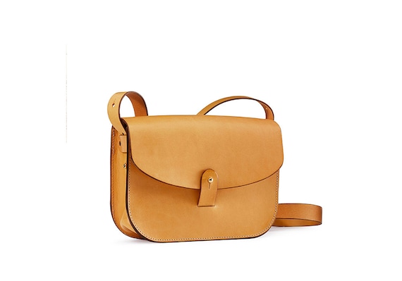 small tan leather purse