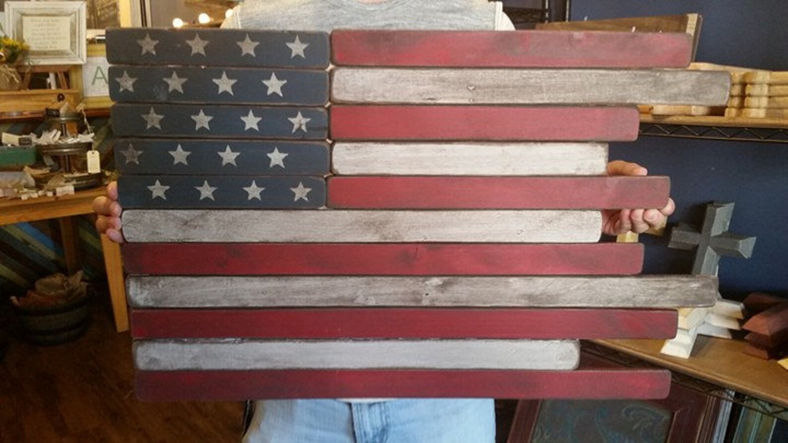 Reclaimed Wood American Flag Etsy