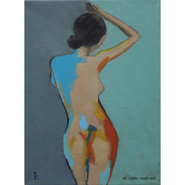 Oil Painting " Woman'' Figurative Painting, Fine Art Oil on Canvas, Nude Woman Painting 18x24cm Original Painting