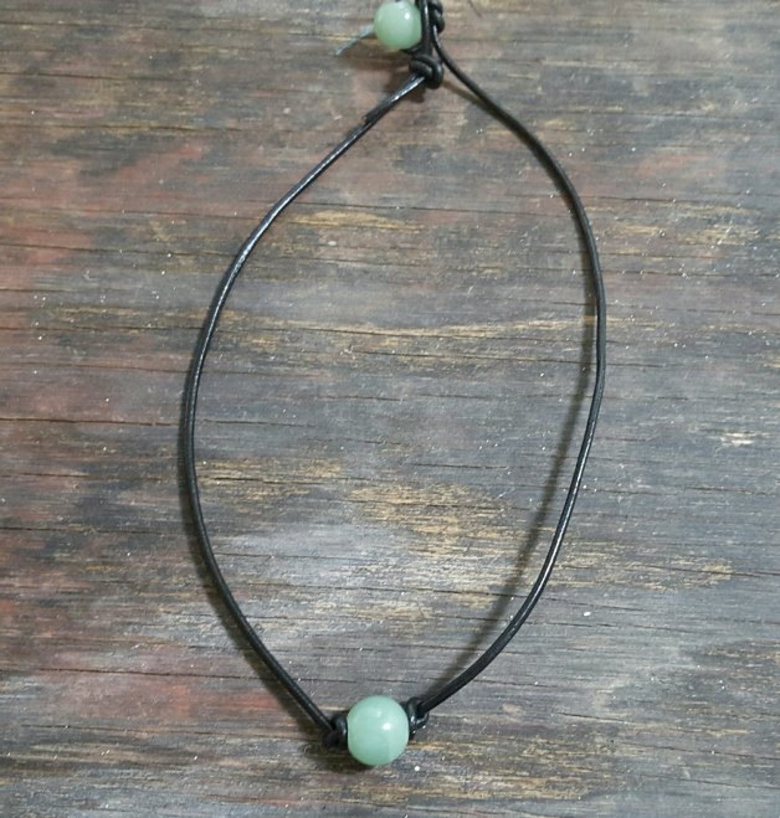 Green Aventurine Choker Leather Choker Teen Girl Gift Beach Etsy