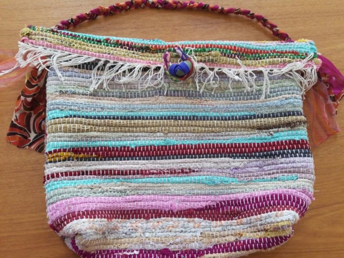 Rag Rug Bag Boho Crossbody Bag Flap Bag Upcycled Recycled - Etsy