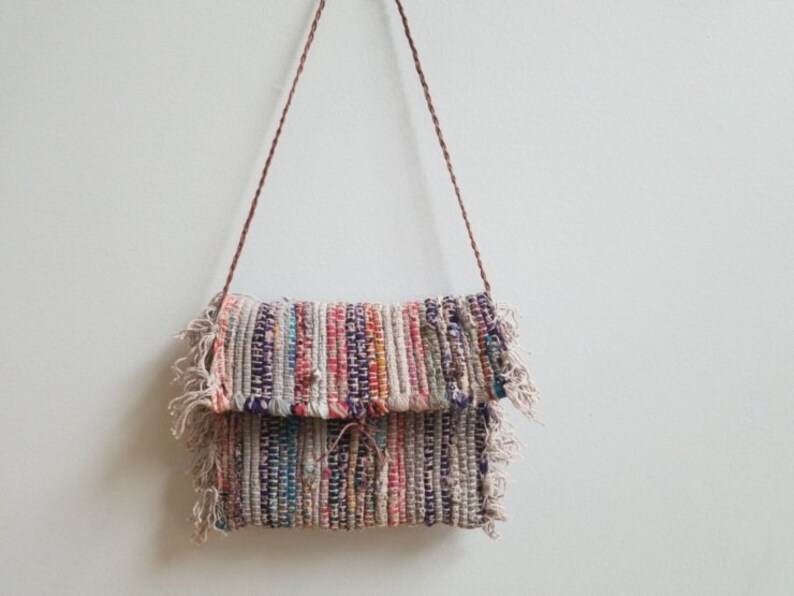 Rag Rug Purse Small Shoulder Bag Flap Bag Small Boho Bag Etsy