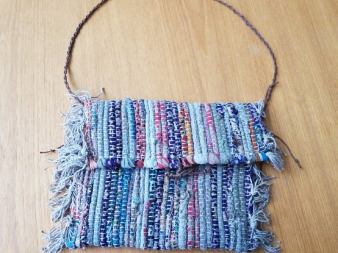 Rag rug purse small shoulder bag flap bag small boho bag Etsy