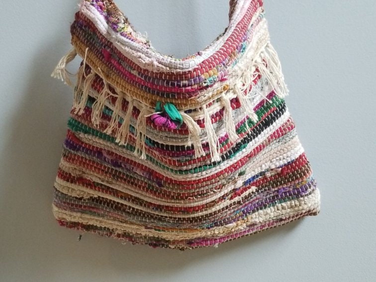 Rag Rug Bag, Woven Bag, Upcycled Recycled Repurposed, Chindi Bag ...