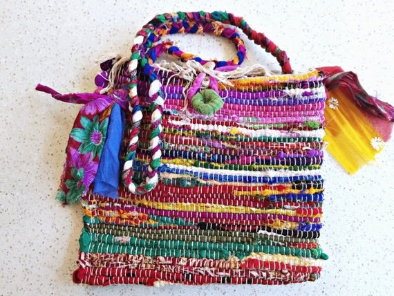 Rag rug bag boho crossbody bag upcycled repurposed recycled | Etsy