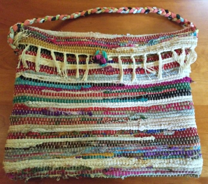 Rag Rug Bag Woven Bag Upcycled Recycled Repurposed Chindi - Etsy